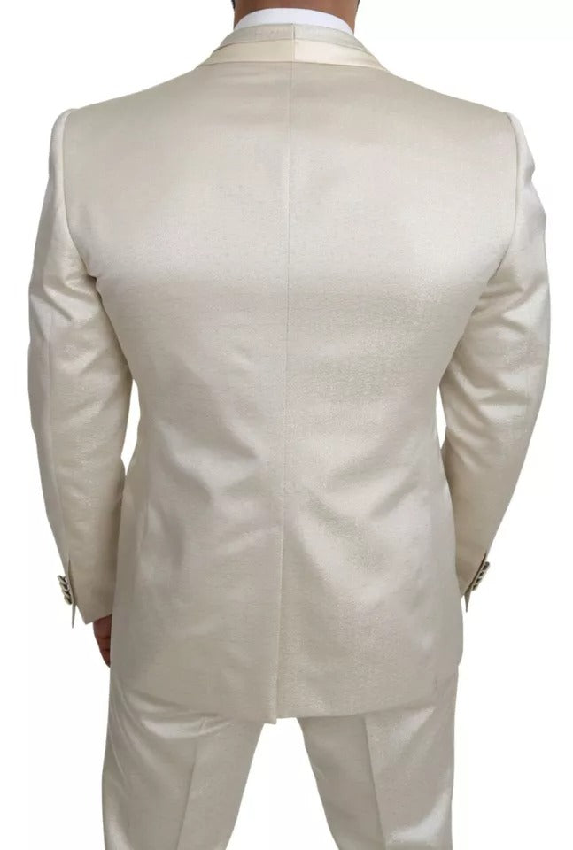 Dolce & Gabbana Beige Wool Cream 3 Piece SICILIA Shawl Suit