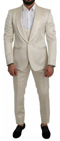 Dolce & Gabbana Beige Wool Cream 3 Piece SICILIA Shawl Suit