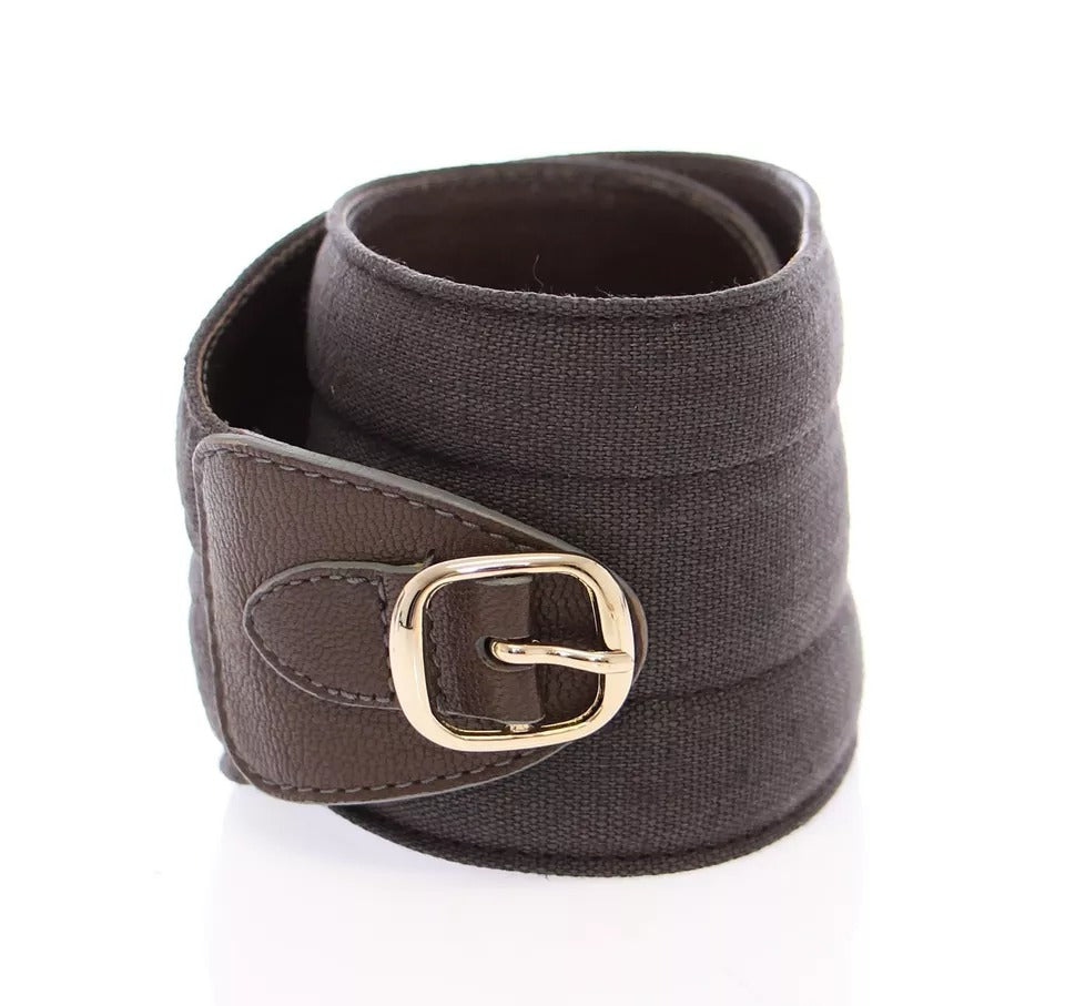 Dolce & Gabbana Brown D&G Leather Belt with Linen Logo