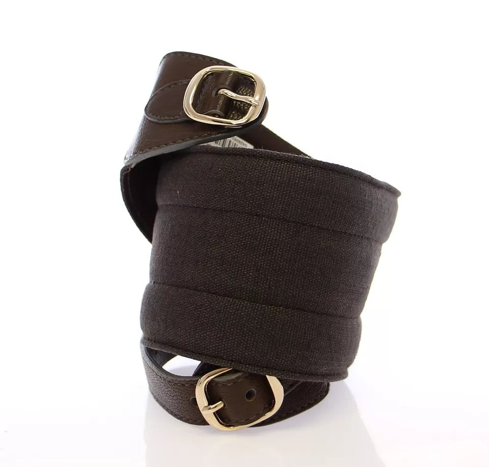 Dolce & Gabbana Brown D&G Leather Belt with Linen Logo