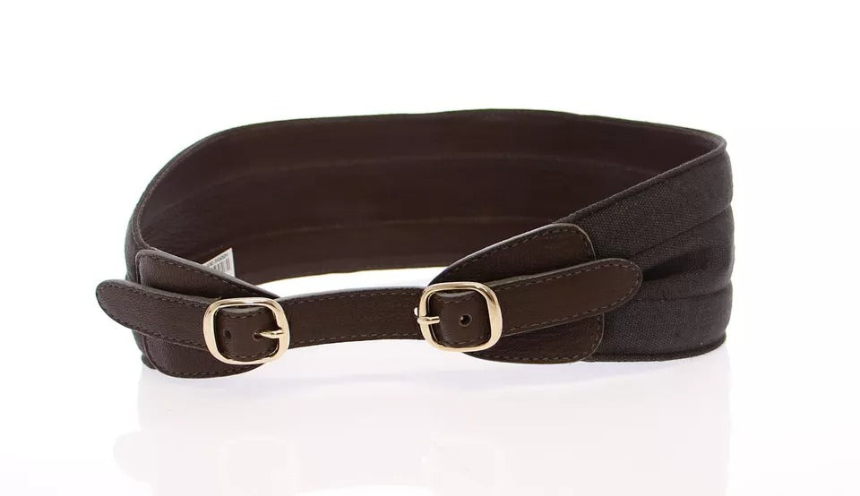 Dolce & Gabbana Brown D&G Leather Belt with Linen Logo