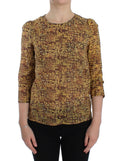 Dolce & Gabbana Multicolor Mosaikdruck Seidenbluse T-Shirt