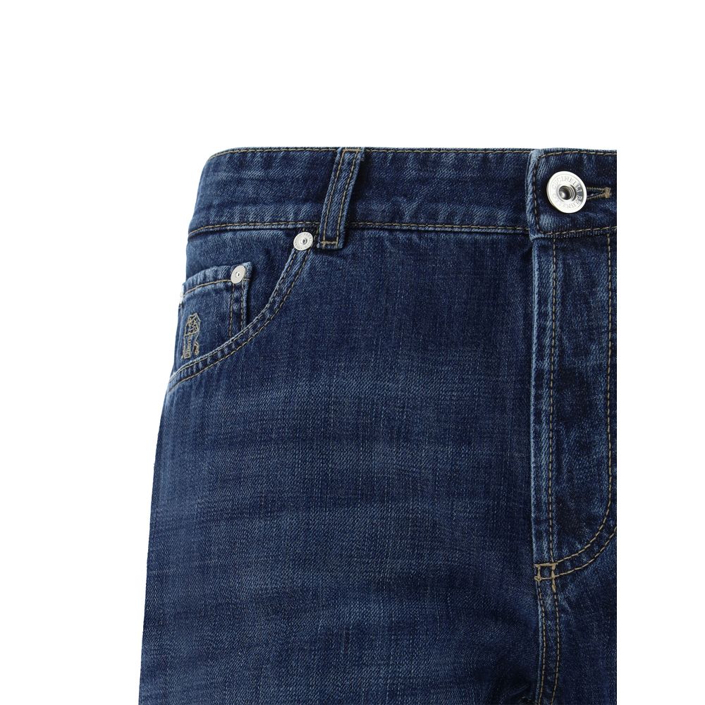 Brunello Cucinelli Blaue Jeans aus Baumwolle im geraden Schnitt