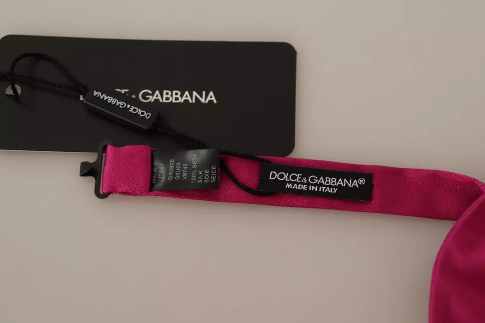 Dolce & Gabbana Pink 100% Silk Adjustable Bow Tie Men