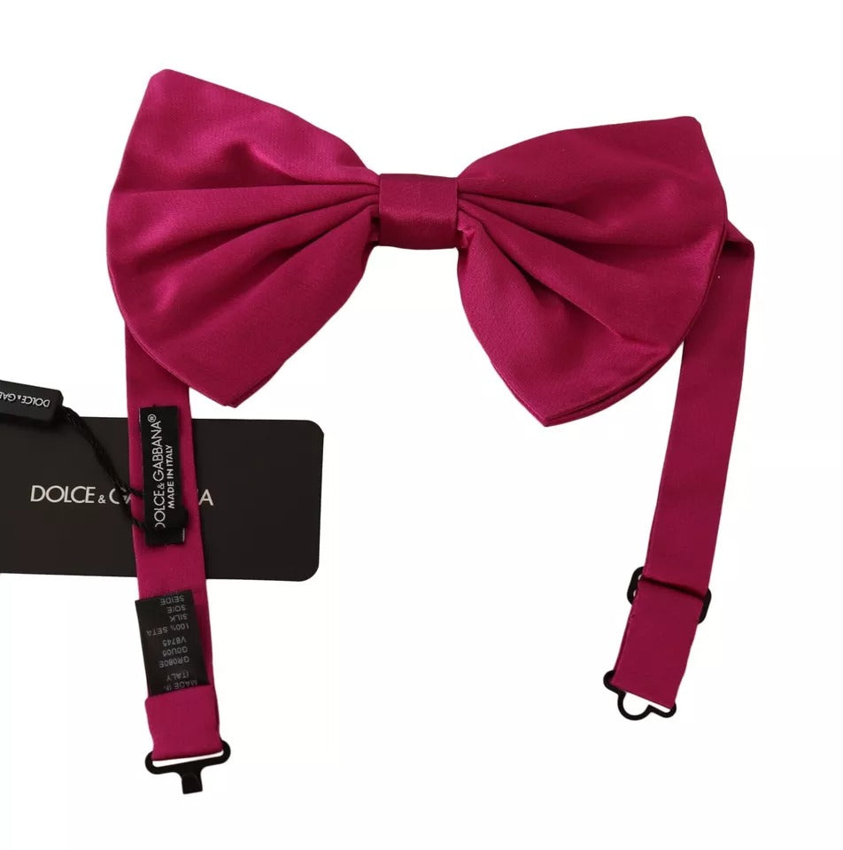 Dolce & Gabbana Pink 100% Silk Adjustable Bow Tie Men