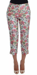 Dolce & Gabbana White and pink floral brocade trousers