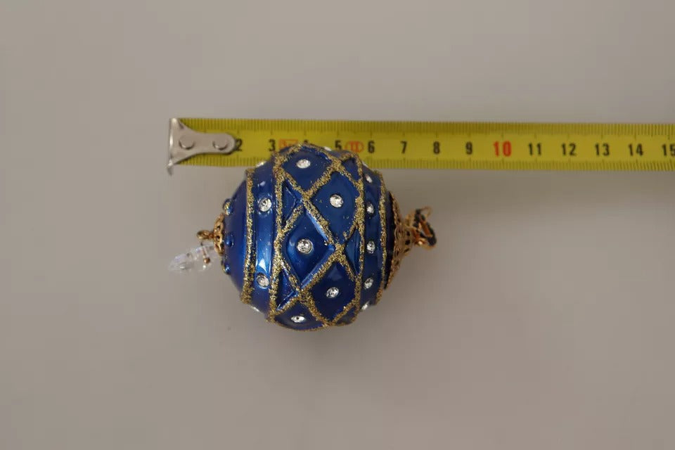 Dolce & Gabbana Gold Messing Blau Weihnachtskugel Kristall Hakenschmuck Ohrringe