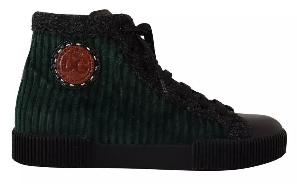 Dolce & Gabbana Green Corduroy High Top Sneakers Men's Casual Shoes