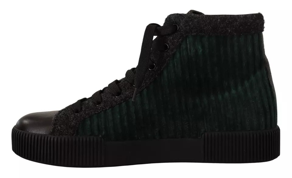 Dolce & Gabbana Green Corduroy High Top Sneakers Men's Casual Shoes