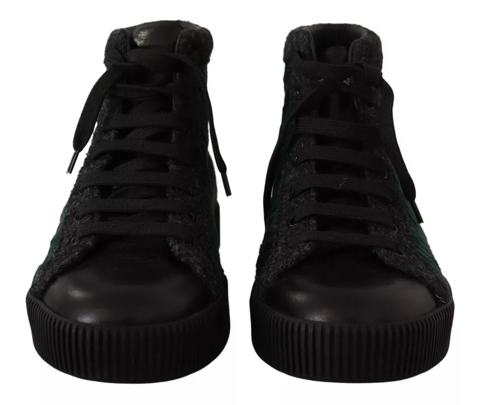 Dolce & Gabbana Green Corduroy High Top Sneakers Men's Casual Shoes