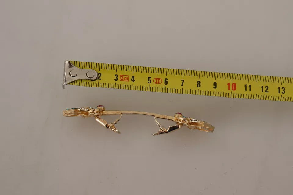 Dolce & Gabbana Gold Plated 925 Sterling Silver Crystal Necklace Stop Brooch