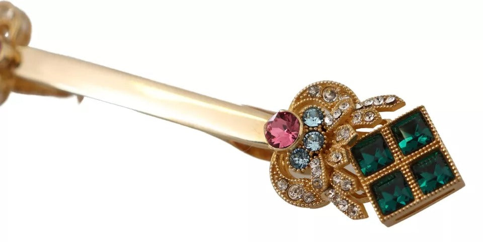 Dolce & Gabbana Gold Plated 925 Sterling Silver Crystal Necklace Stop Brooch