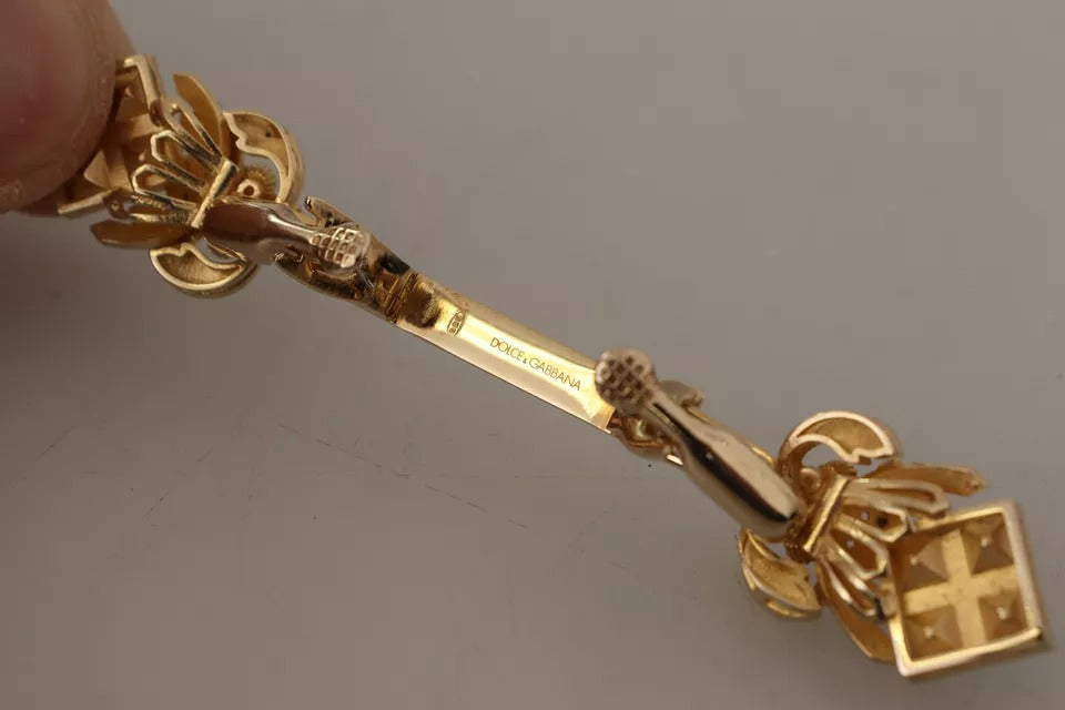 Dolce & Gabbana Gold Plated 925 Sterling Silver Crystal Necklace Stop Brooch