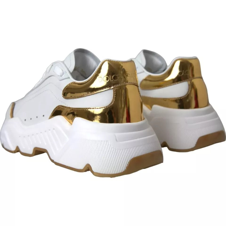 Dolce & Gabbana White Gold DAYMASTER Leather Sneakers Men's Shoes