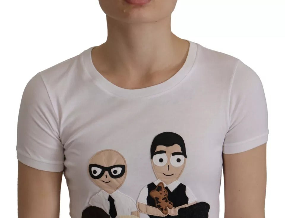 Dolce & Gabbana White #DGFamily Patch Cotton T-Shirt