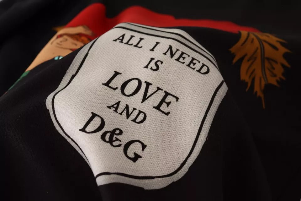 Dolce & Gabbana Black Cupid Print Hoodie Sweatshirt