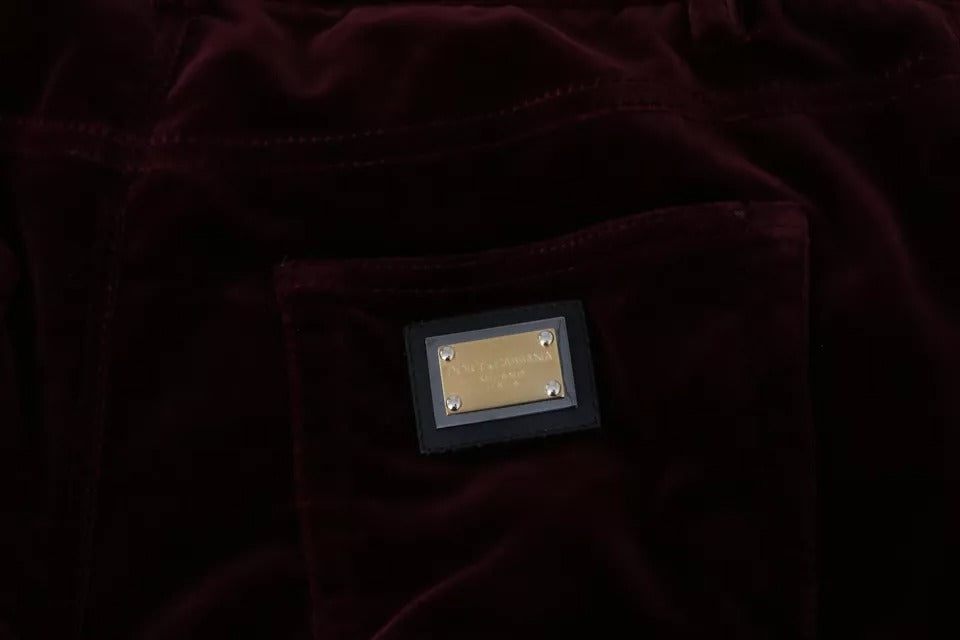 Dolce & Gabbana Bordeaux Velvet Stretch Slim Fit Trousers
