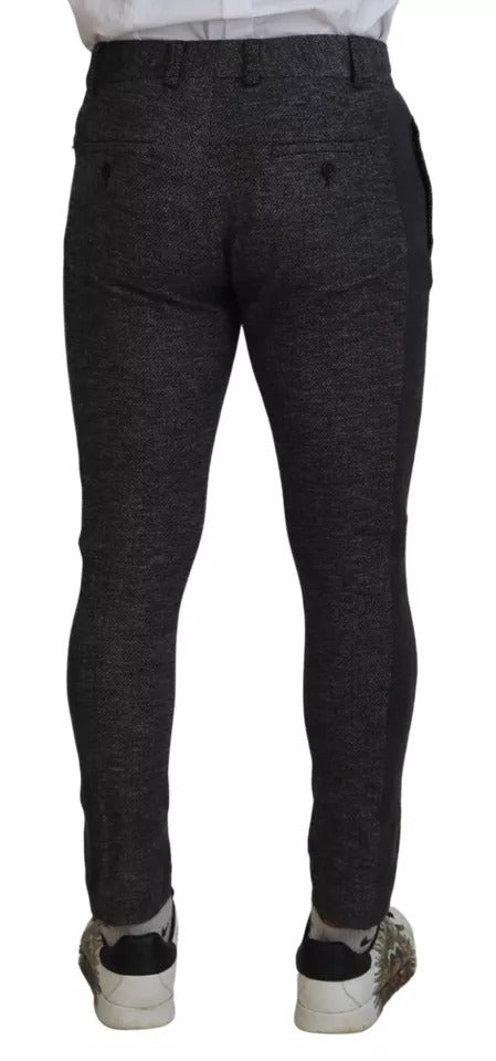 Dolce & Gabbana Graue Chevron-Viskose-Skinny-Hose