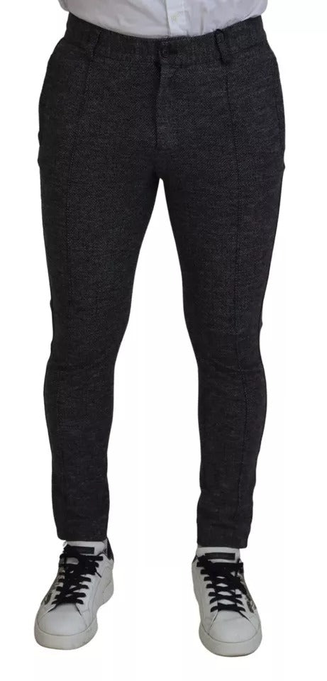 Dolce & Gabbana Graue Chevron-Viskose-Skinny-Hose