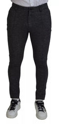 Dolce & Gabbana Graue Chevron-Viskose-Skinny-Hose