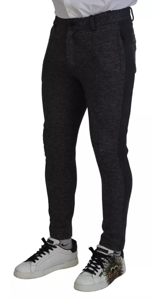 Dolce & Gabbana Graue Chevron-Viskose-Skinny-Hose