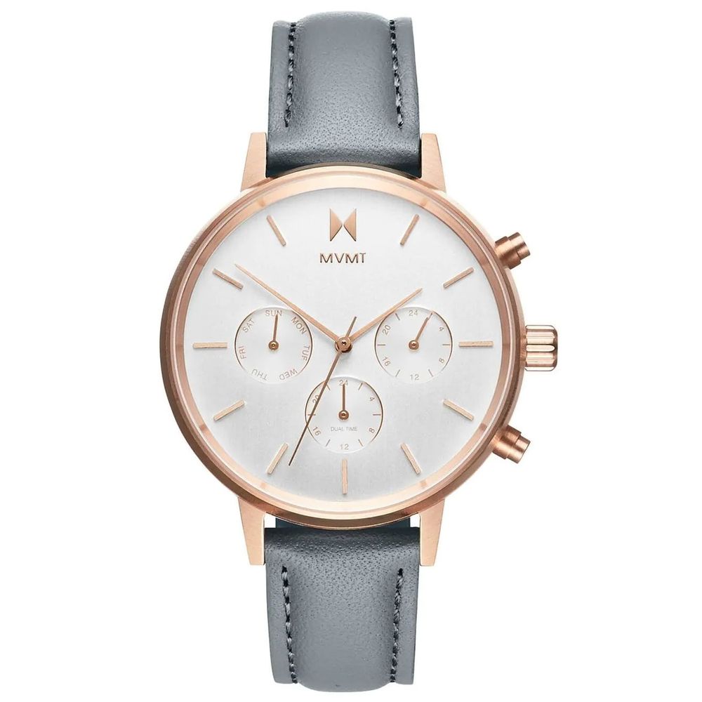 MVMT Elegant Gray Leather Wristwatch
