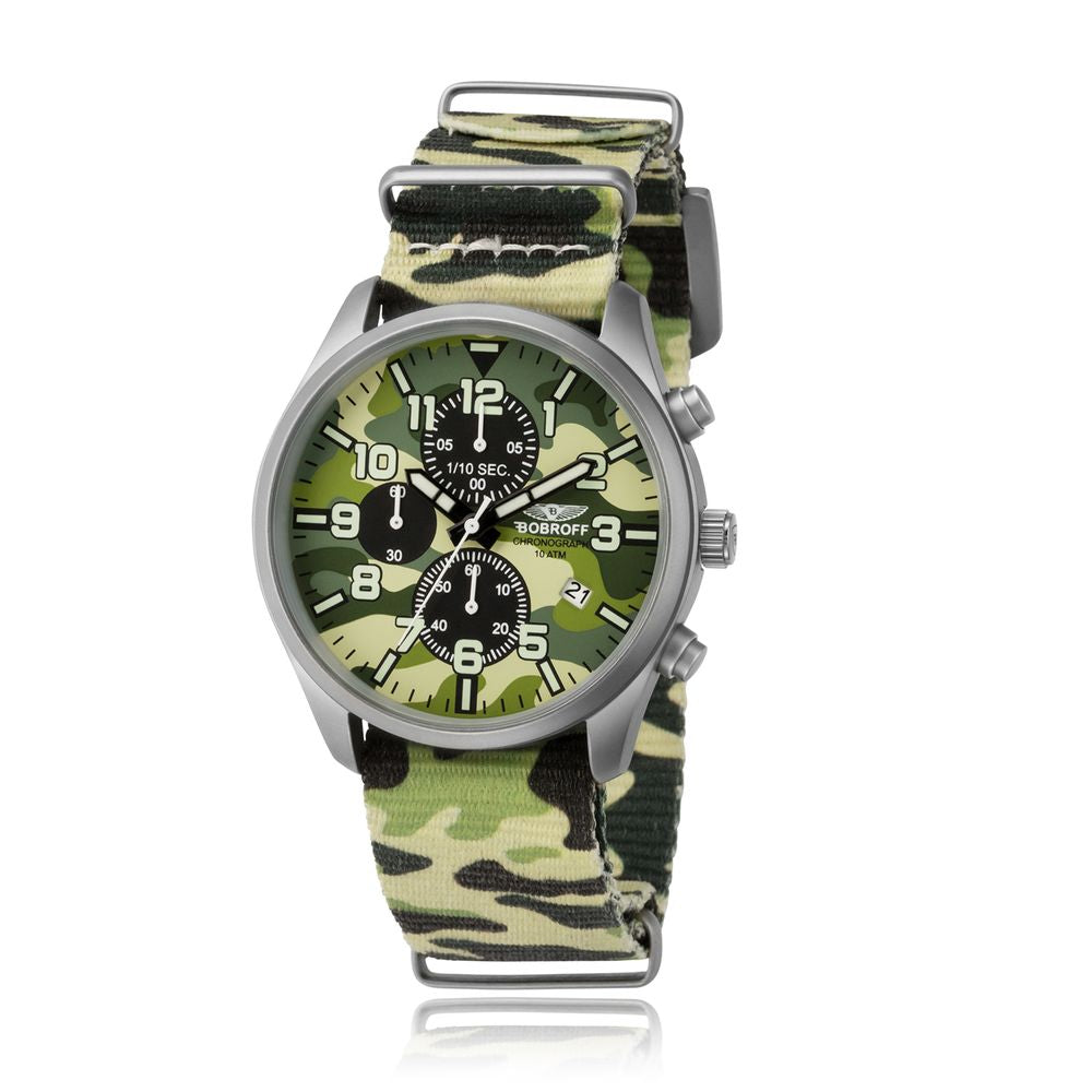 Bobroff Sportliche Armbanduhr aus Nylon im Militärstil