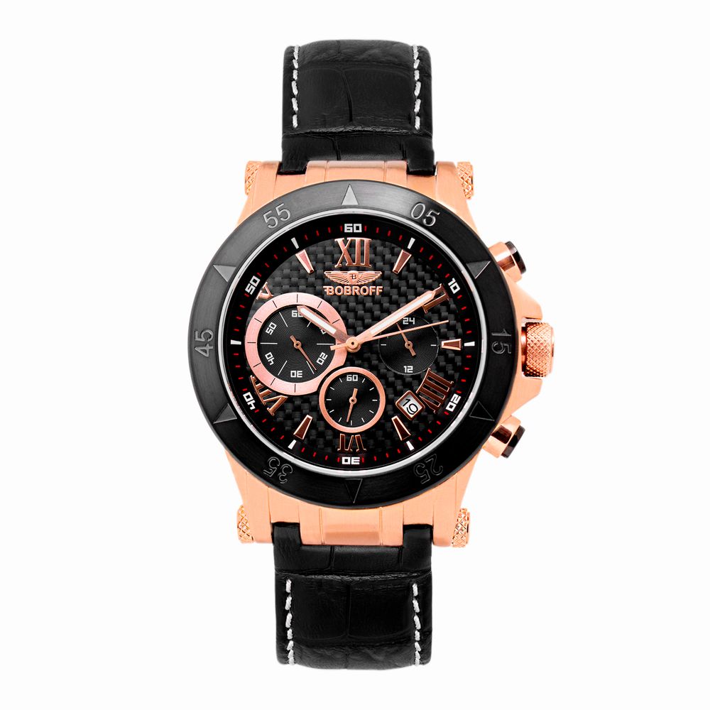 Bobroff Schwarze Lederkleid-Uhr