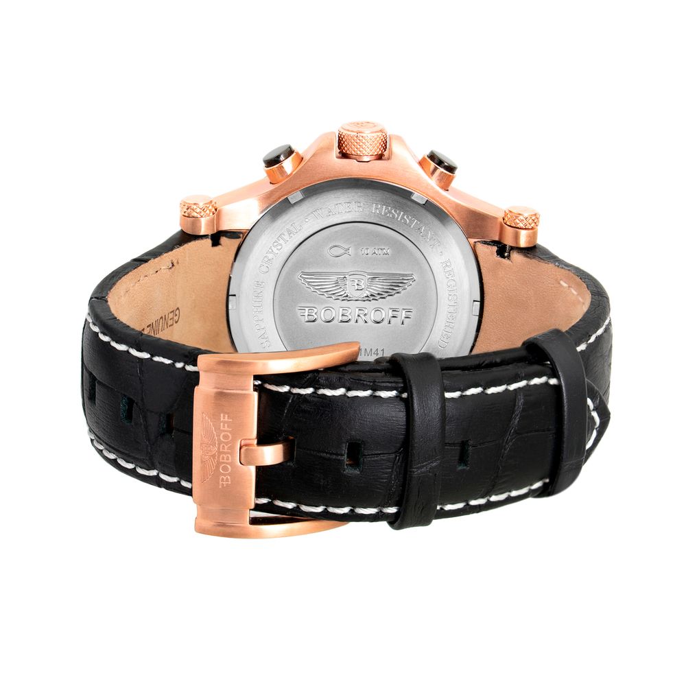 Bobroff Schwarze Lederkleid-Uhr