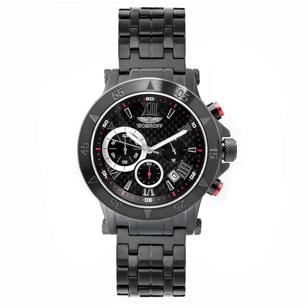 Bobroff Schwarze Edelstahl-Dress-Uhr