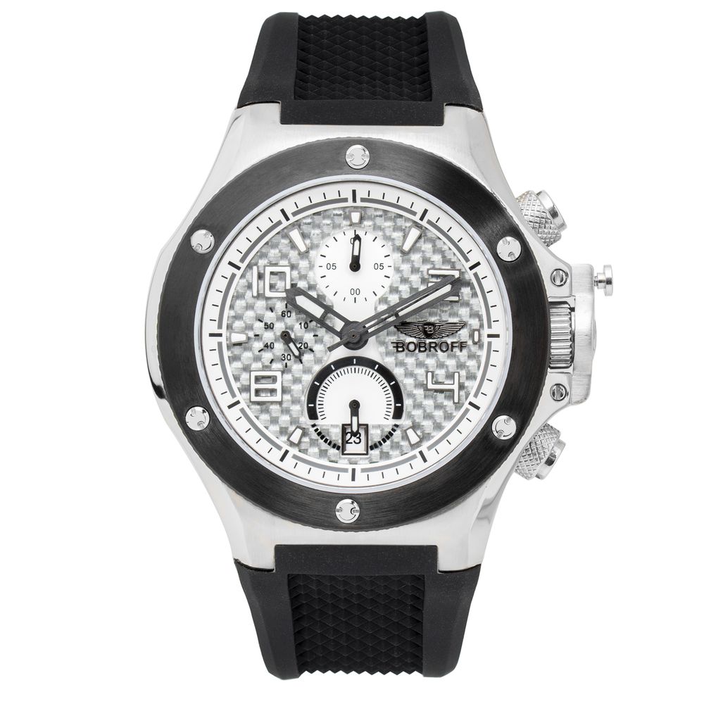 Bobroff Schwarze Armbanduhr aus Gummi