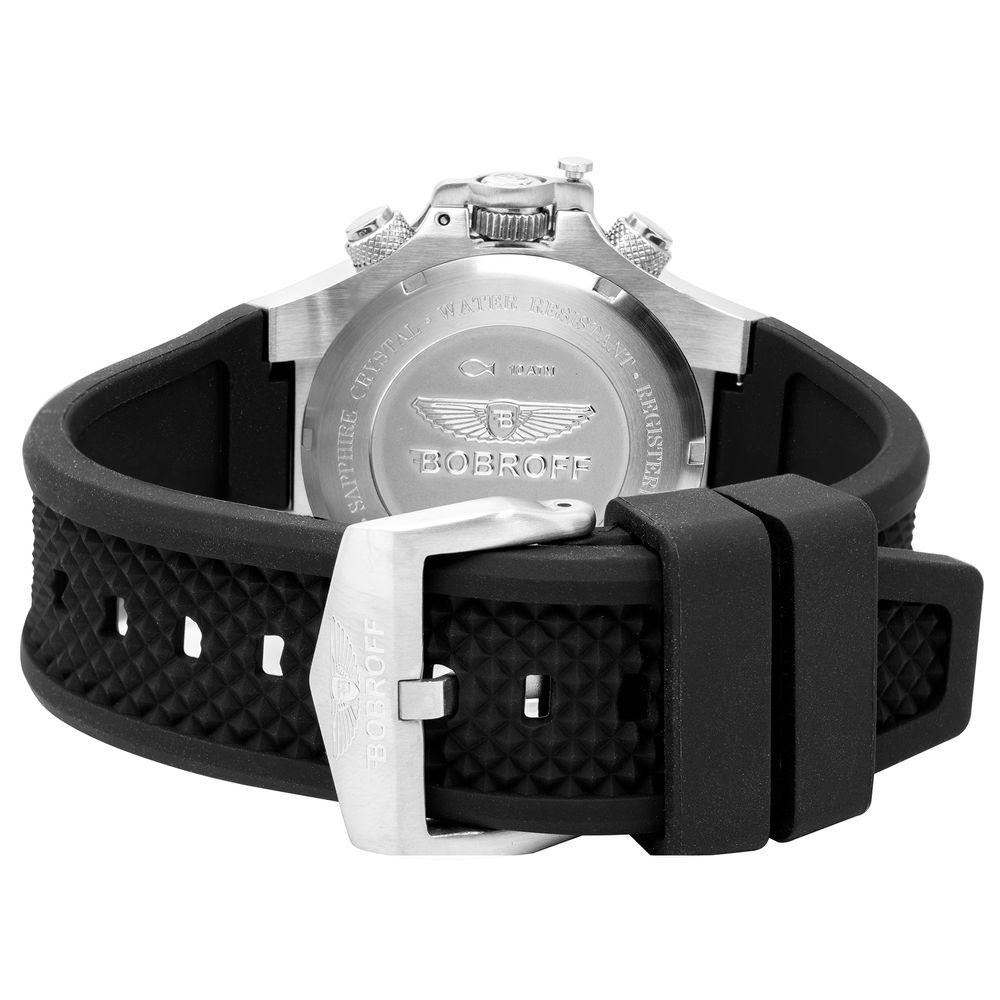 Bobroff Schwarze Armbanduhr aus Gummi