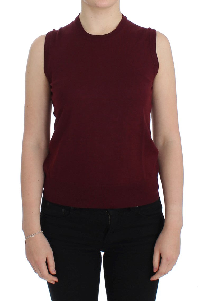 Dolce & Gabbana Red Sleeveless Round Neck Sweater Vest