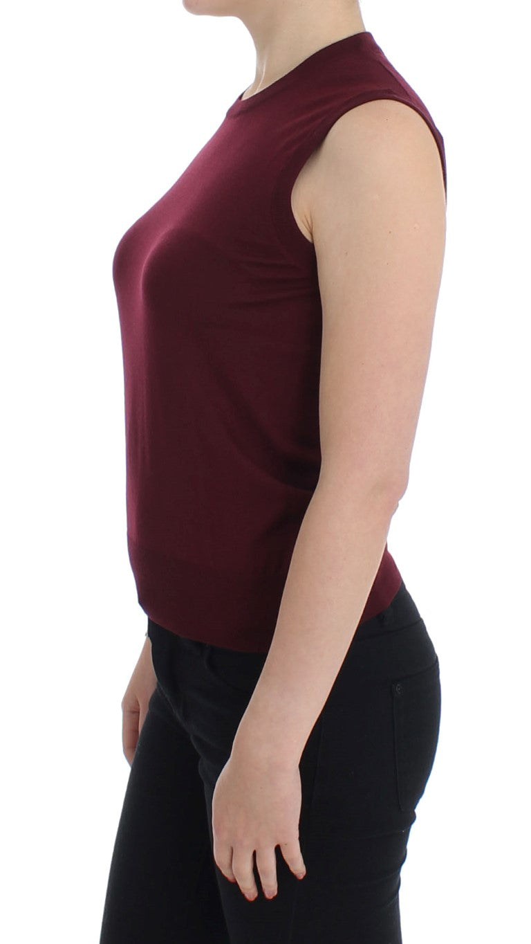 Dolce & Gabbana Red Sleeveless Round Neck Sweater Vest