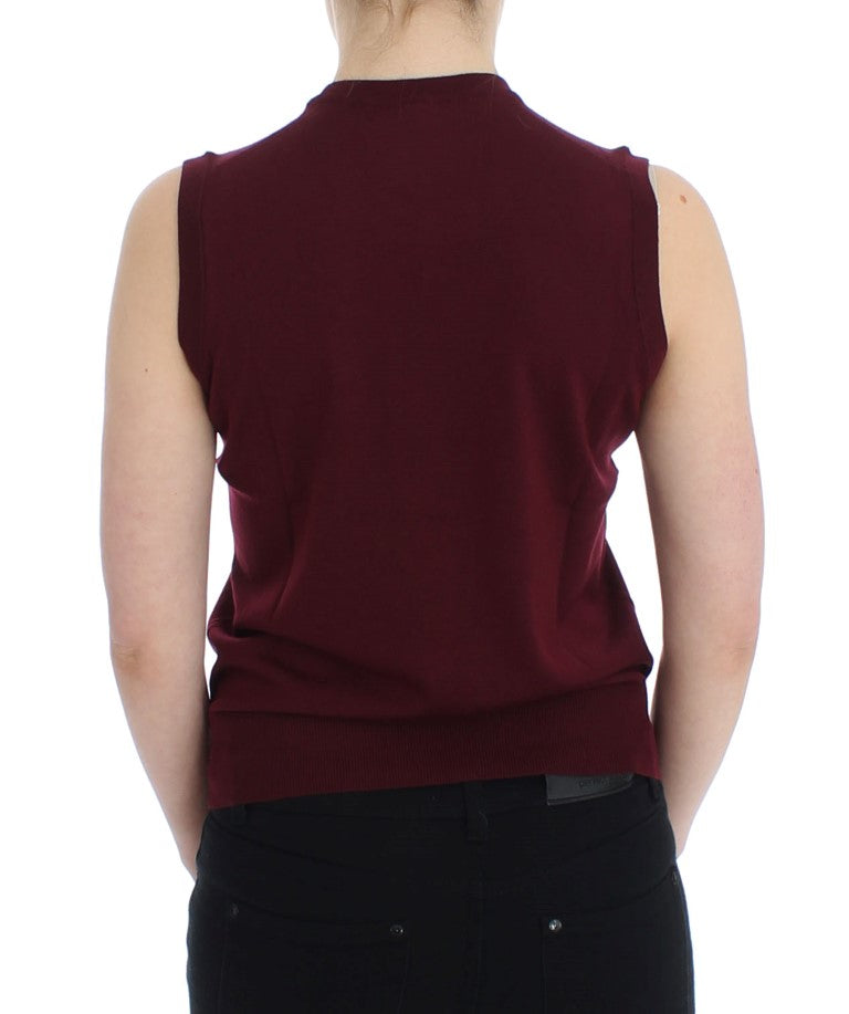Dolce & Gabbana Red Sleeveless Round Neck Sweater Vest