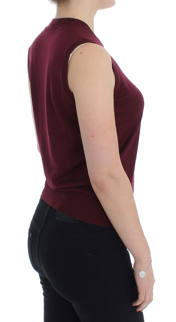 Dolce & Gabbana Red Sleeveless Round Neck Sweater Vest