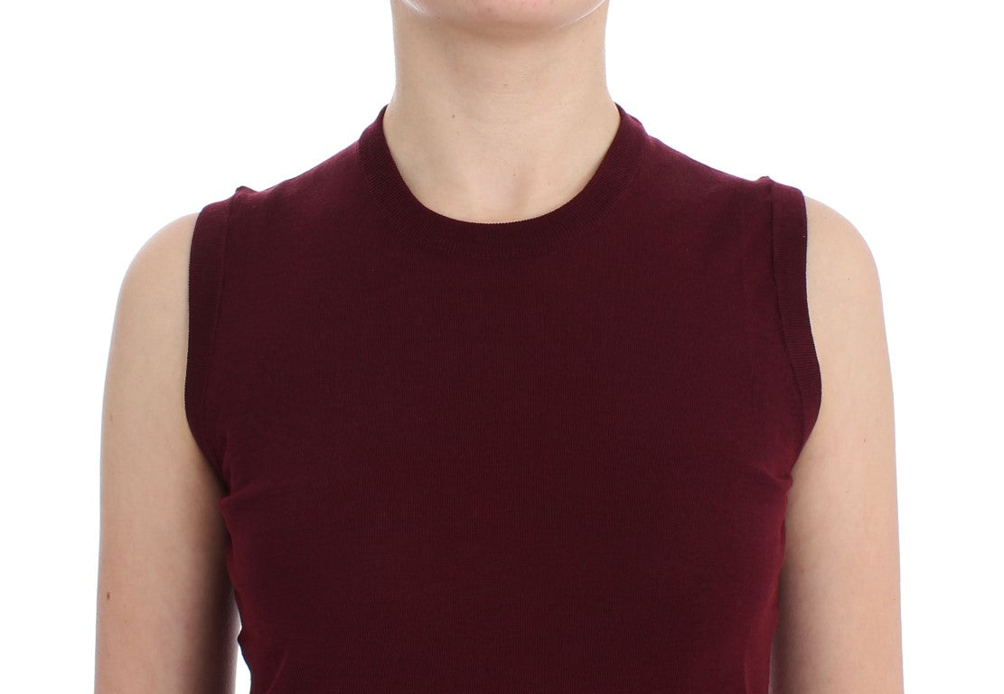 Dolce & Gabbana Red Sleeveless Round Neck Sweater Vest