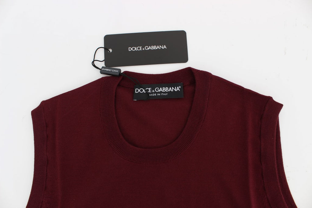 Dolce & Gabbana Red Sleeveless Round Neck Sweater Vest