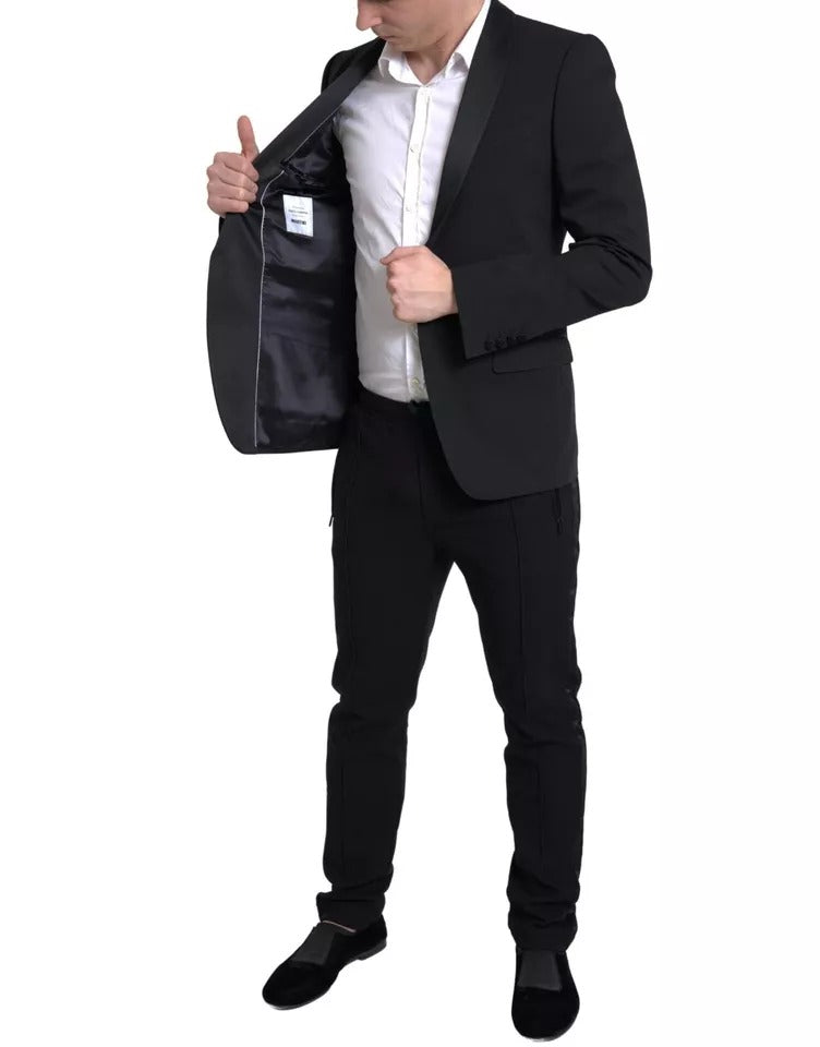 Dolce & Gabbana Schwarzer einreihiger Wollblazer MARTINI Bekleidung