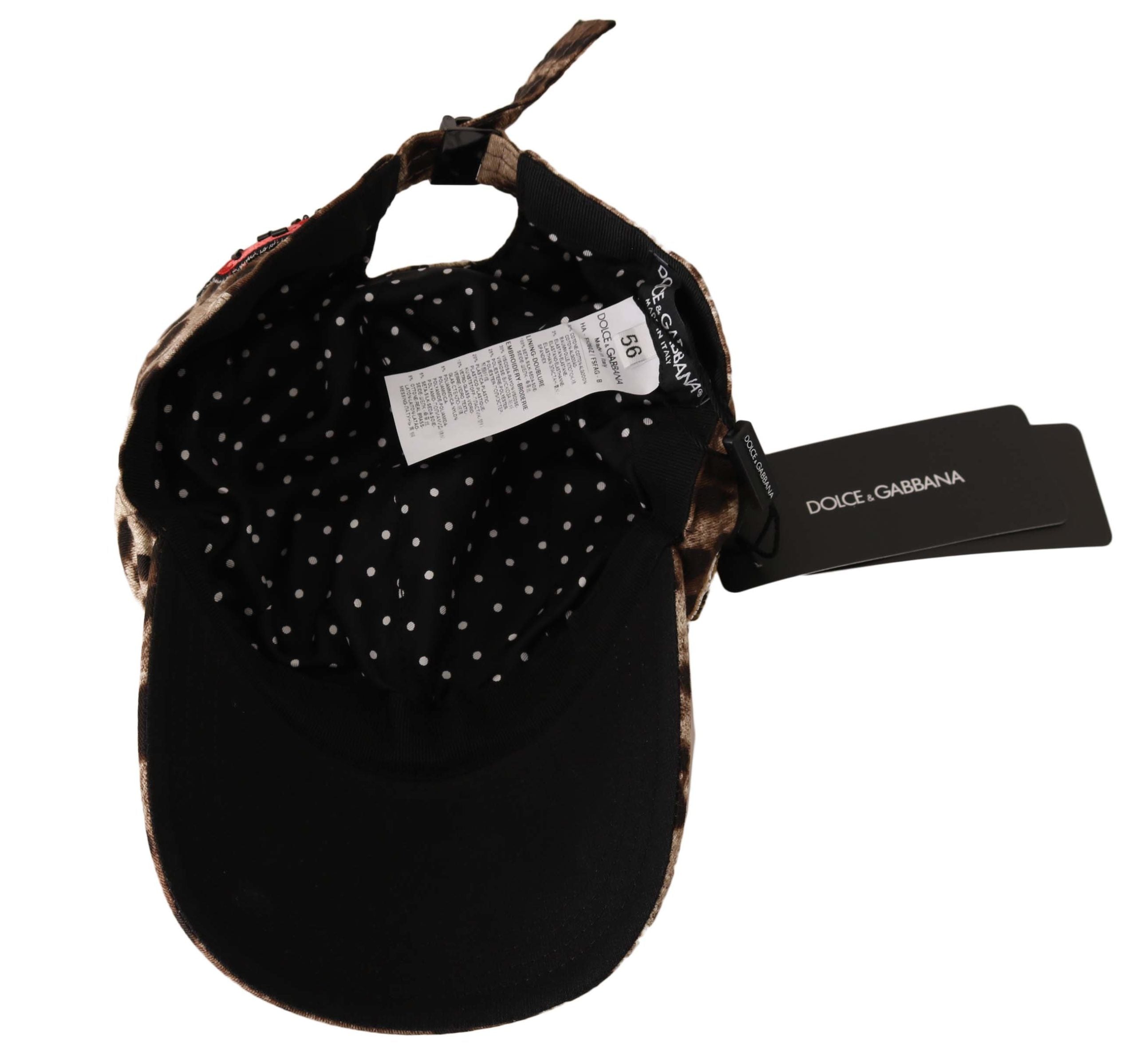 Dolce & Gabbana Brown Leopard Sequin Sicily Applique Baseball Cap