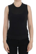 Dolce & Gabbana Schwarze ärmellose Weste mit Rundhalsausschnitt Pullover