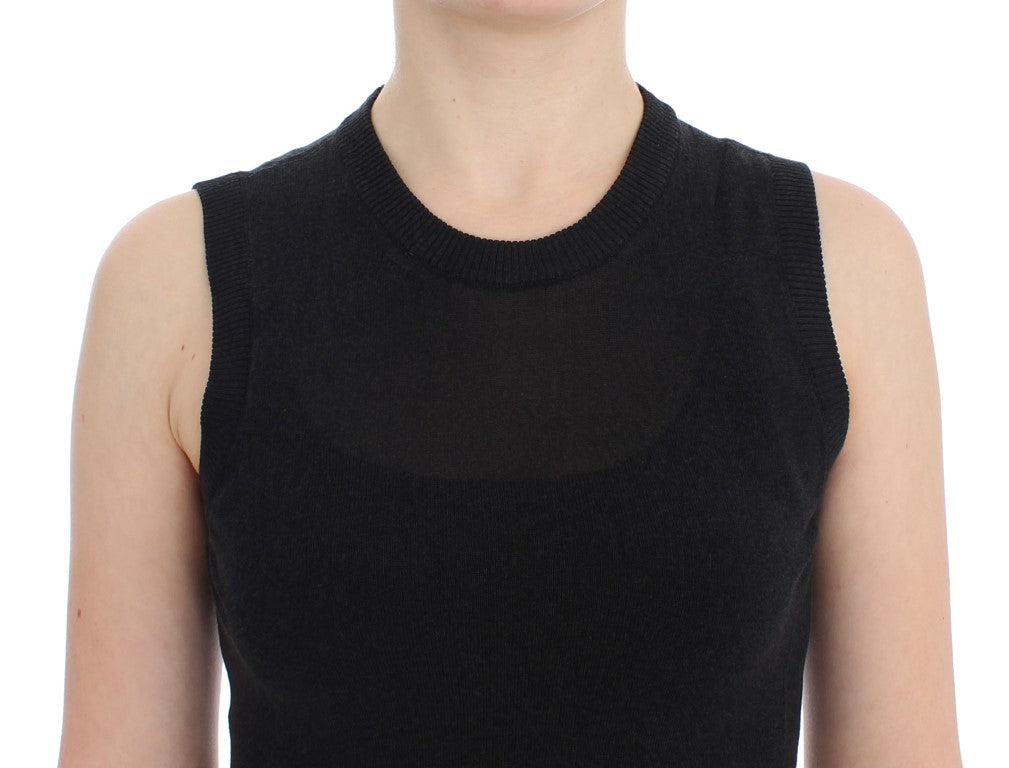 Dolce & Gabbana Schwarze ärmellose Weste mit Rundhalsausschnitt Pullover