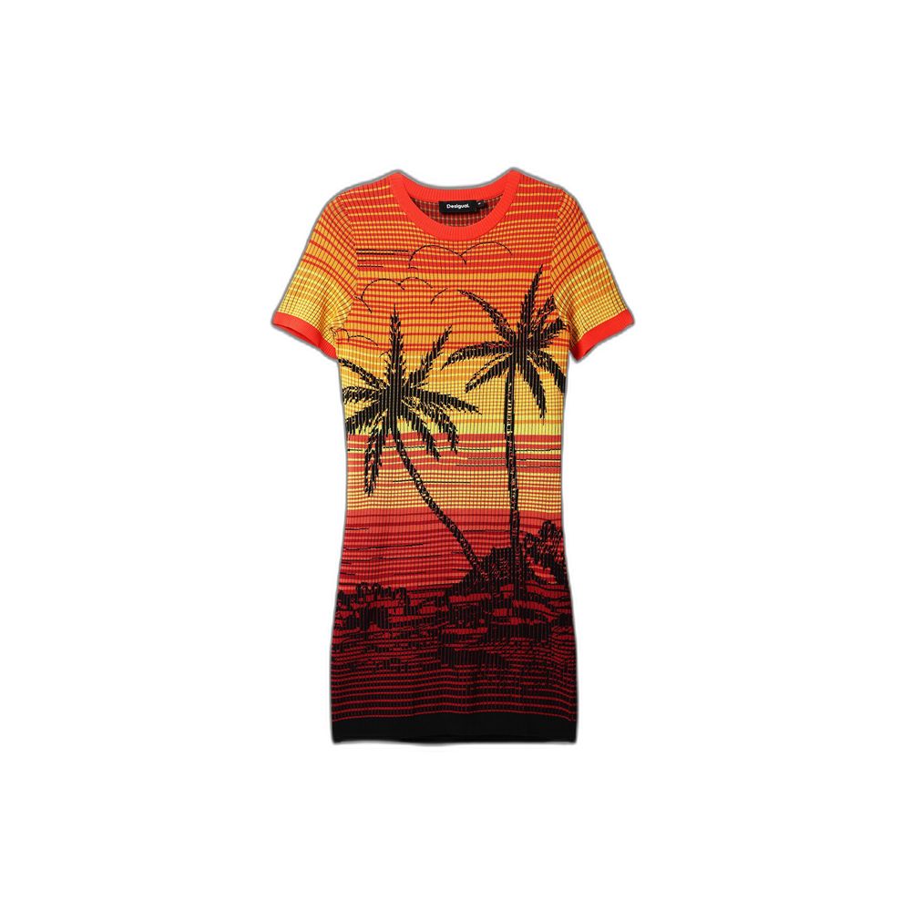 Desigual Rotes Viskose-Midikleid