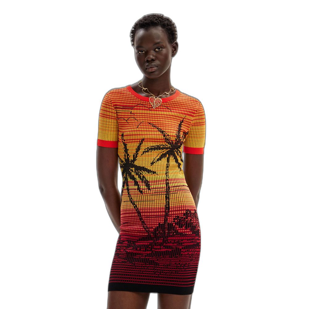 Desigual Rotes Viskose-Midikleid