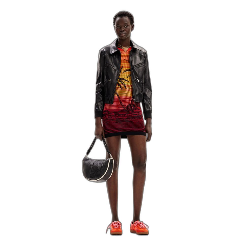 Desigual Rotes Viskose-Midikleid