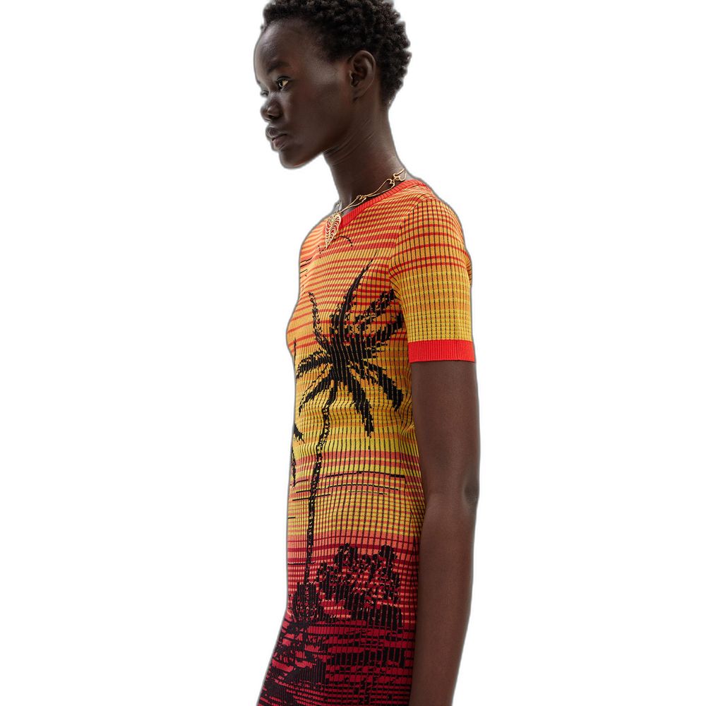 Desigual Rotes Viskose-Midikleid