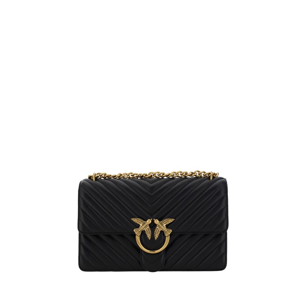 PINKO Black Calfskin Bos Taurus Shoulder Bag