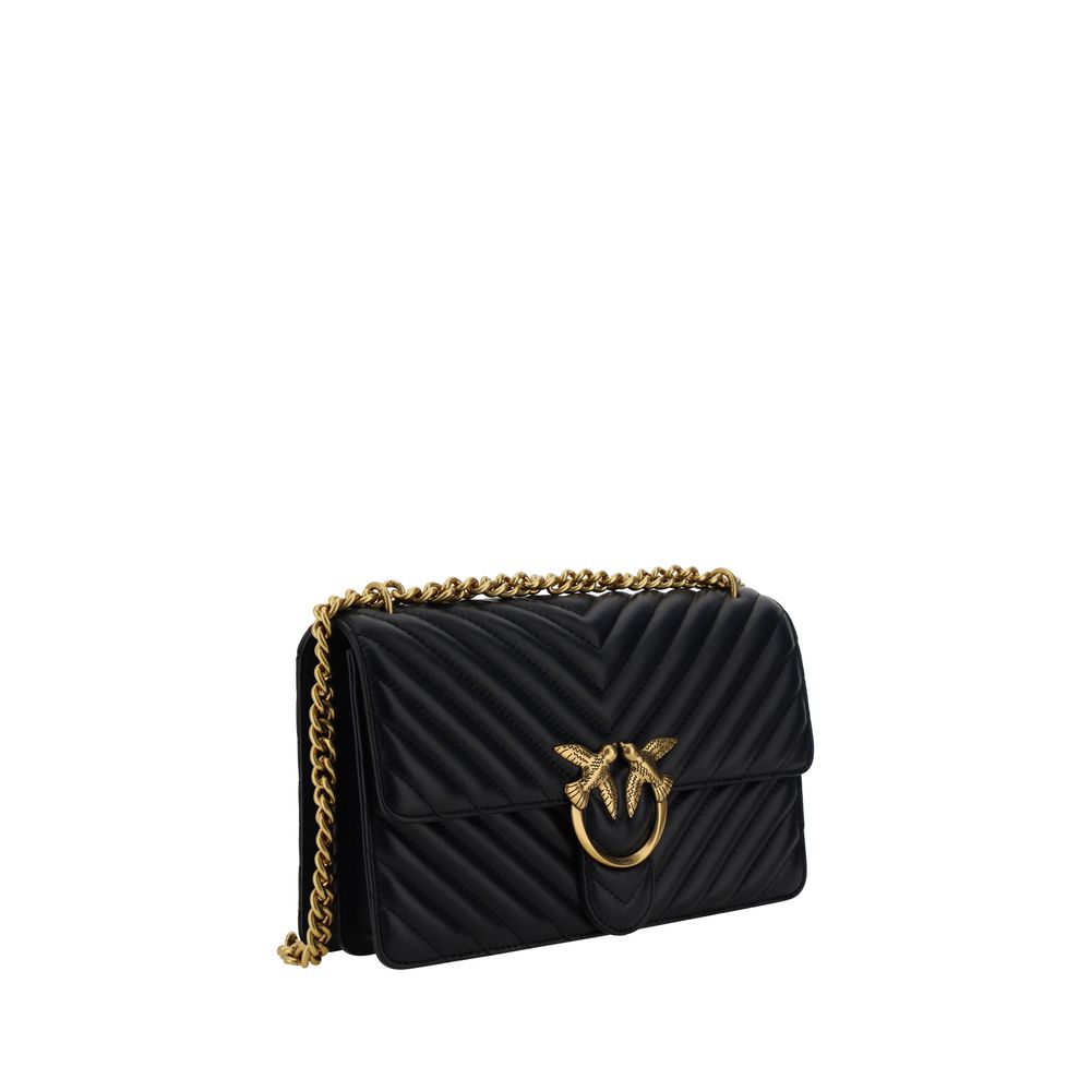 PINKO Black Calfskin Bos Taurus Shoulder Bag