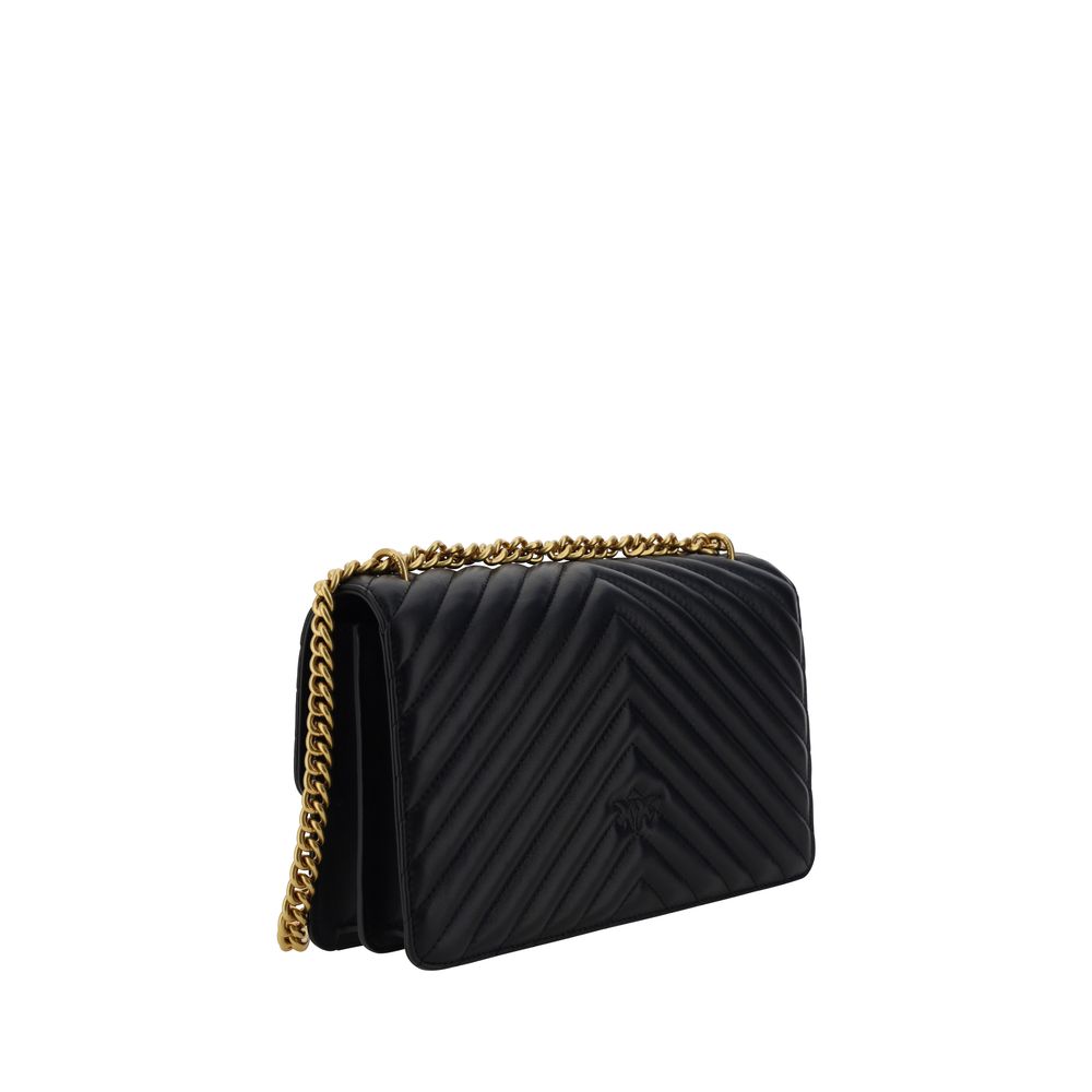 PINKO Black Calfskin Bos Taurus Shoulder Bag