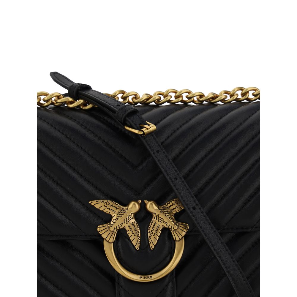 PINKO Black Calfskin Bos Taurus Shoulder Bag